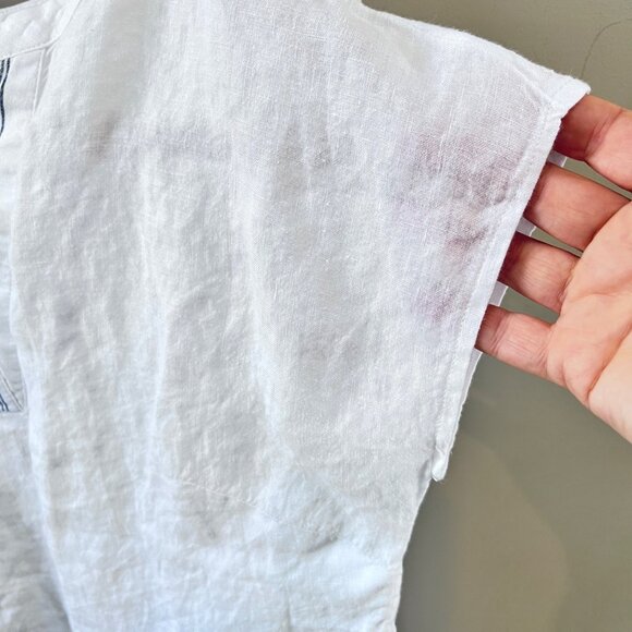 White & Blue‎ Striped Linen Top By Talbots Petite P - Picture 3 of 5